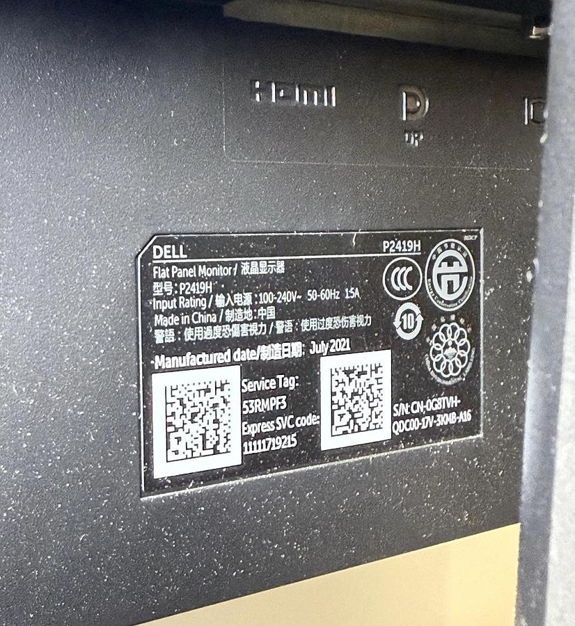 Used Dell 24in Monitor P2419H Full HD 1920 x 1080 HDMI Widescreen & Accessories