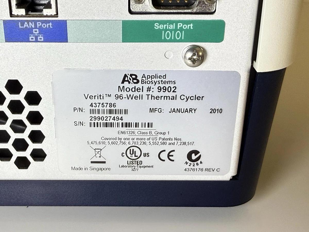 Used Applied Biosystems Veriti 96-well Thermal Cycler PCR Model: 9902 (P/N: 4375786)