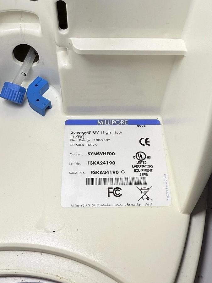 Used Millipore Synergy UV High Flow Water Purification System SYNSVHF00