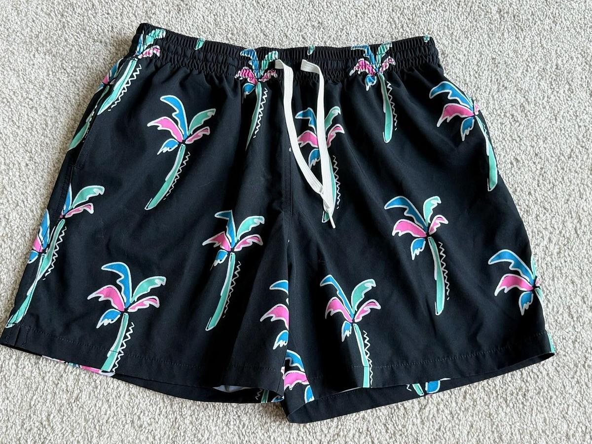 Used Chubbies Shorts Men Large Black Palms Swim Trunks Havana Nights No Liner