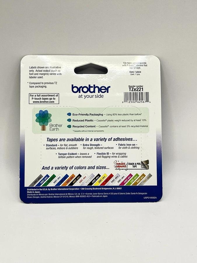 Used GENUINE Brother TZe-221 Label Tape TZ221 TZE221 M 12502625674