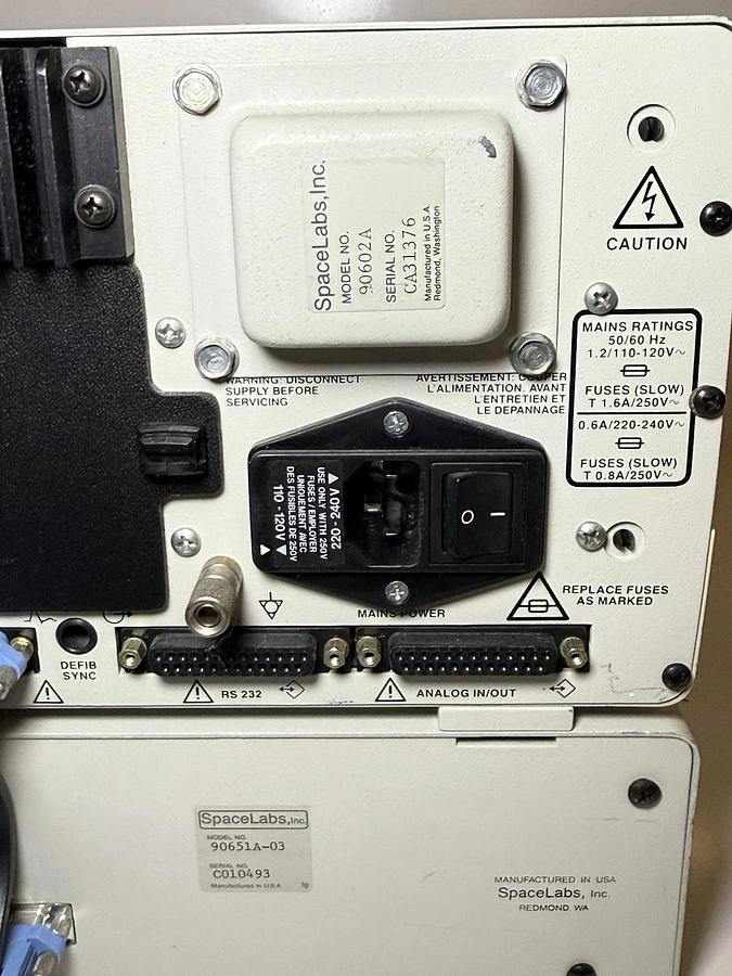 Used SpaceLabs 90602A Monitor w/ 90651A-03 Printer