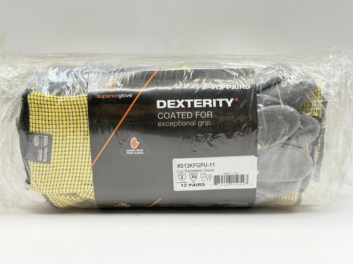 Used NEW 12 Pairs - Superior Glove - Dexterity Coated Cut Resistant Glove S13KFGPU-11