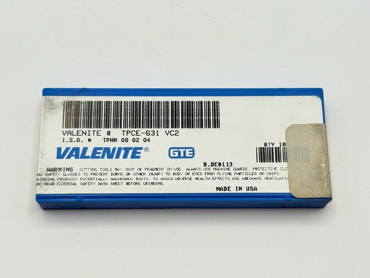 Used Valenite Tungsten Carbide Inserts TPCE-631 VC2