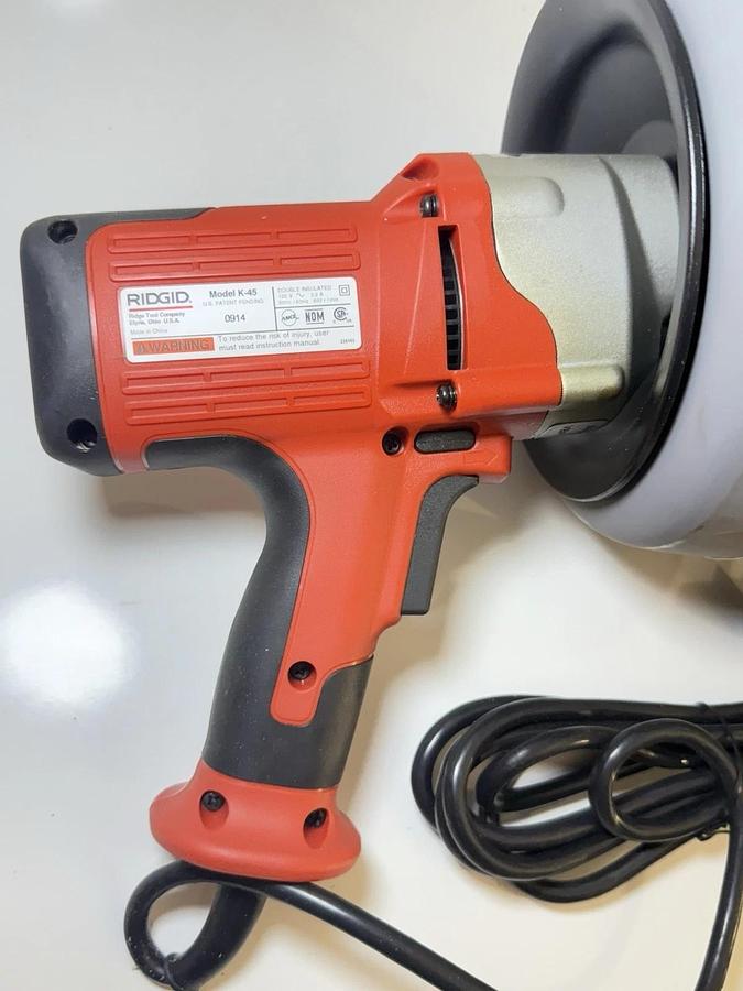 Used NEW RIDGID K-45 Drain Cleaner Machine Autofeed 120V w/ Case, Gloves & Manual