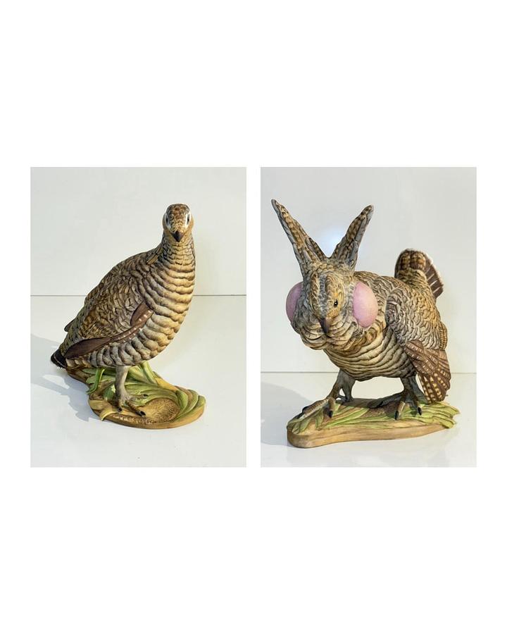 Used Boehm Limited Edition Porcelain Figurines - Pair of Lesser Prairie Chickens