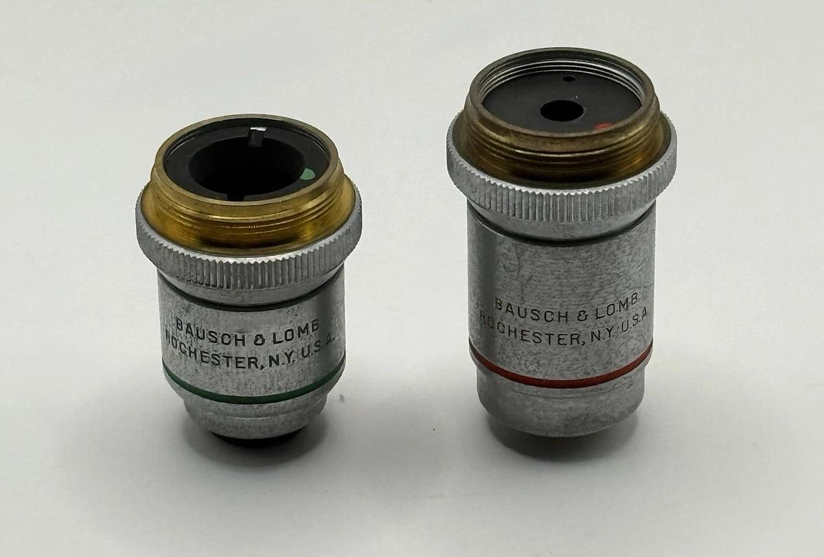 Used Lot 2 Bausch & Lomb Microscope Objectives - 10X & 97X OIL for Nikon Labophot 2
