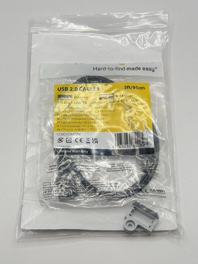 Used StarTech USBEXTAA3BK 3 FT Black USB 2.0 Extension Cable A to A - M/F