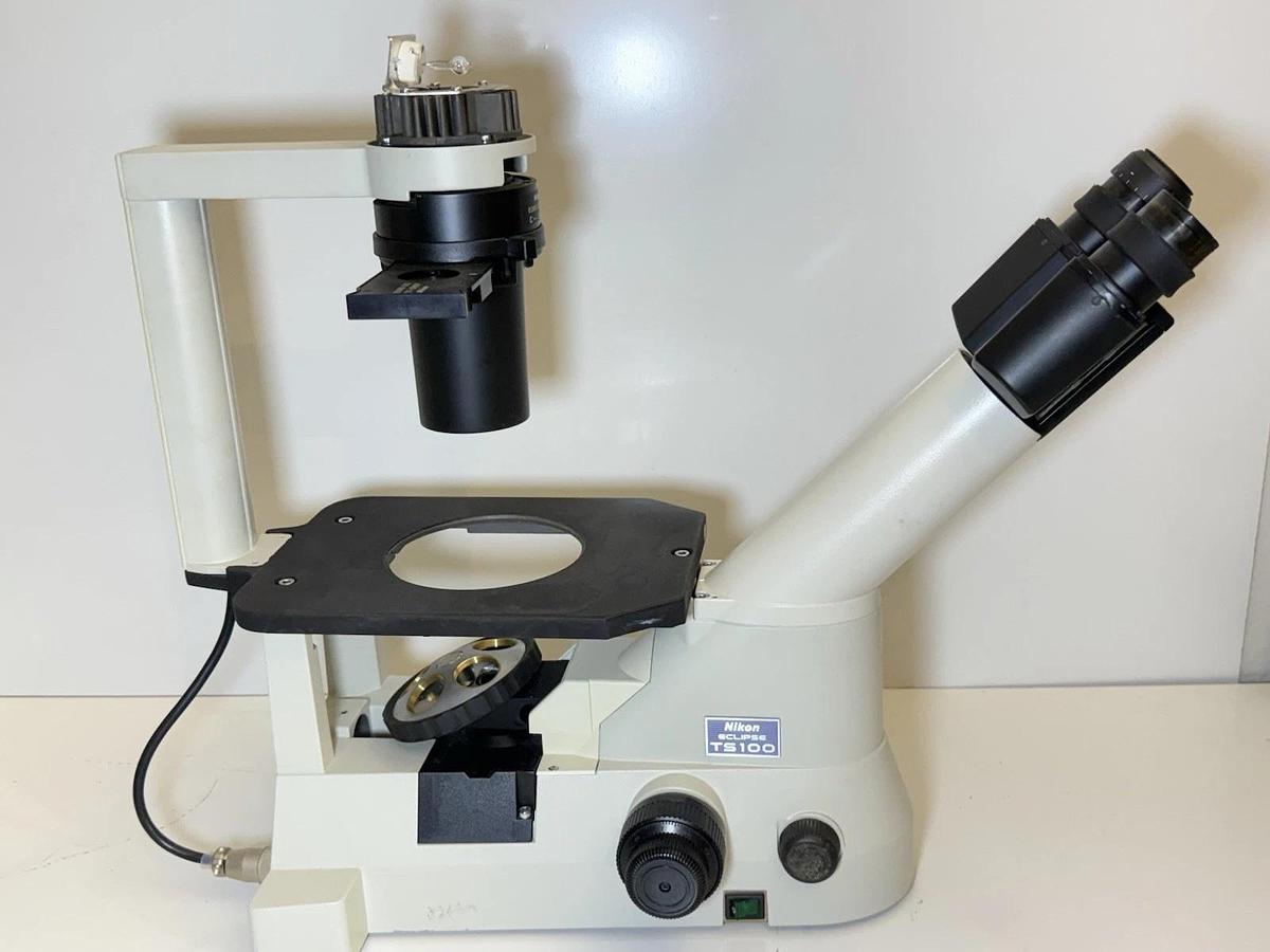 Used Nikon Eclipse TS100 Inverted Lab Microscope w/ Nikon UFX-II, Power Supply & Lamp