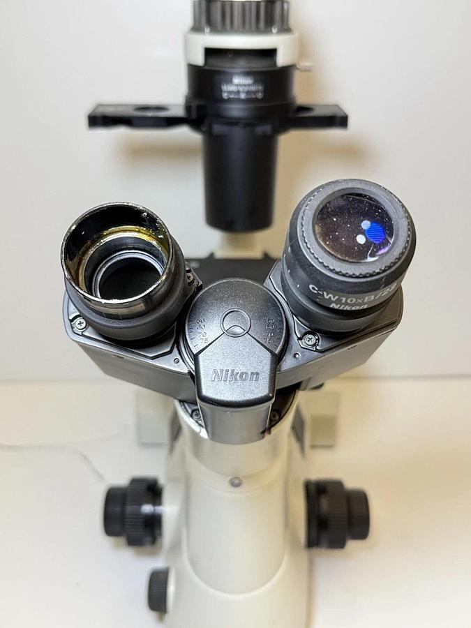 Used Nikon Eclipse TS100 Inverted Lab Microscope w/ Nikon UFX-II, Power Supply & Lamp