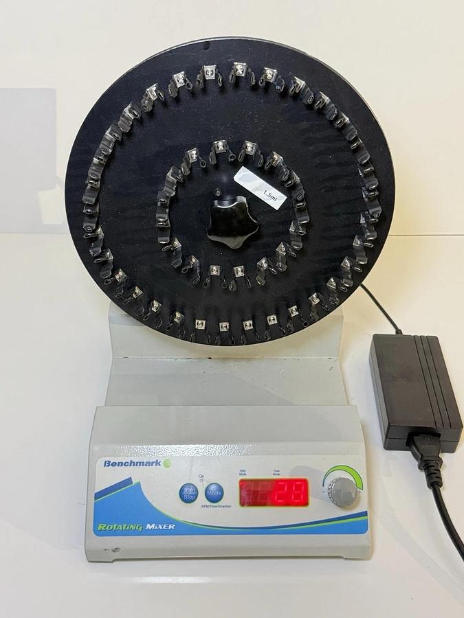 Used Benchmark Scientific R5010 Rotating Lab Tube Mixer w/ Power Supply & Plate