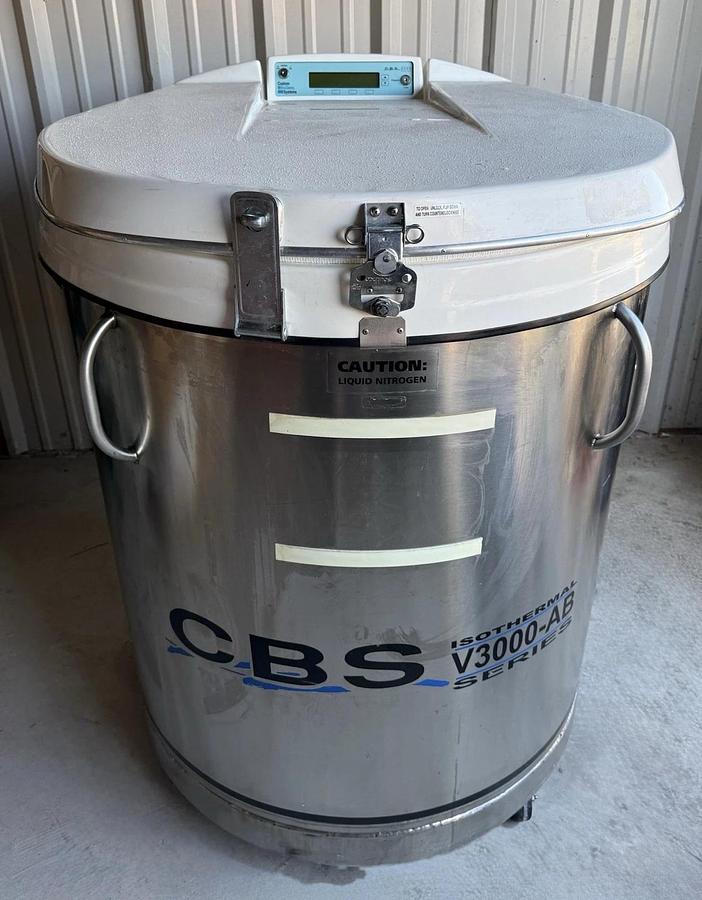 Used CBS Custom BioGenic Systems Isothermal V3000-AB Cryogenic Freezer Storage Tank
