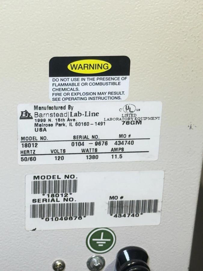Used Lab-Line / Barnstead AquaBath 18012 Heated Water Bath