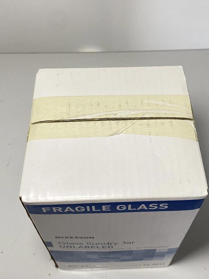Used McKesson 63-4012 Unlabeled Glass Sundry Jar, 4-1/4" x 7"