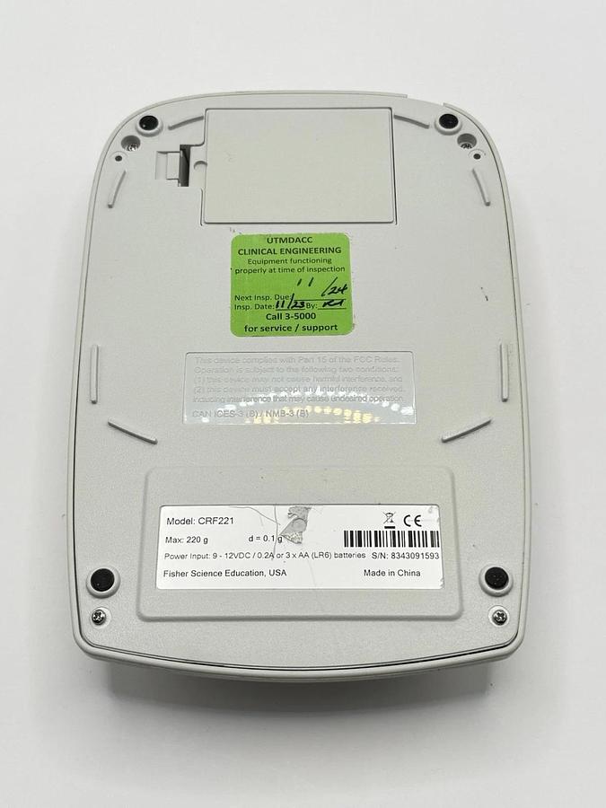 Used Fisher Science Education USA Portable Electronic Scale Model: CRF221