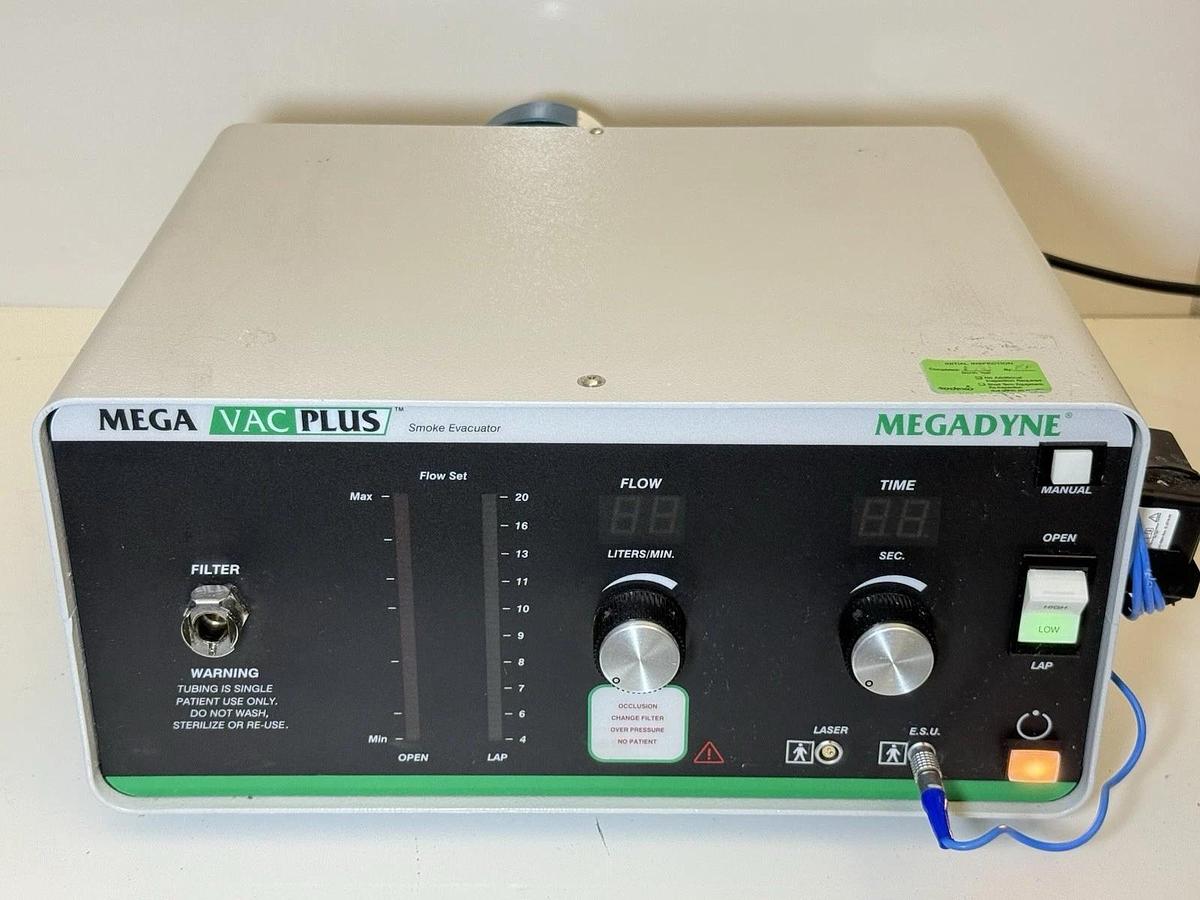 Used MegaDyne Mega Vac Plus Smoke Evacuator 350-D With Charcoal Filter Ref: 2220J