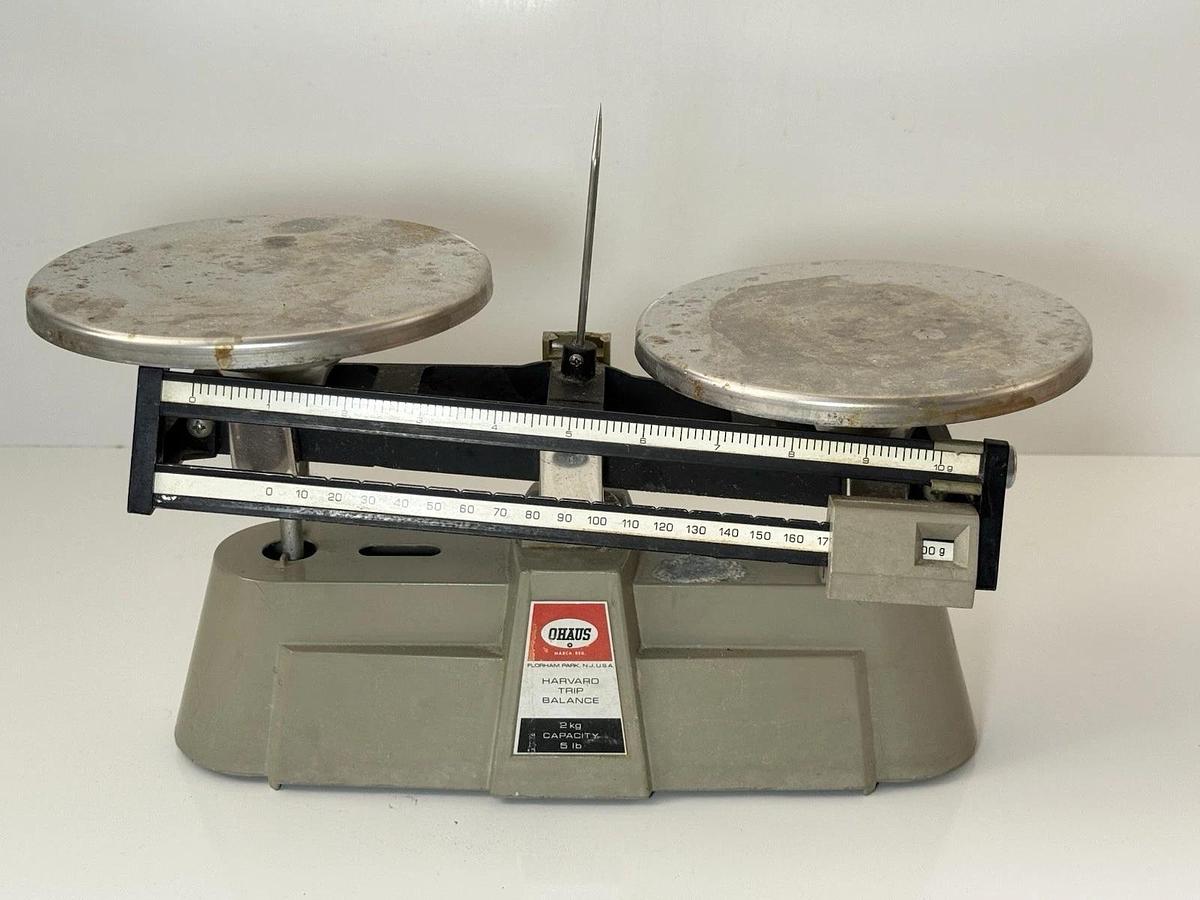 Used Ohaus Harvard Vintage 50's 60's Trip Balance Mechanical Beam Scale (2Kg - 5lb)