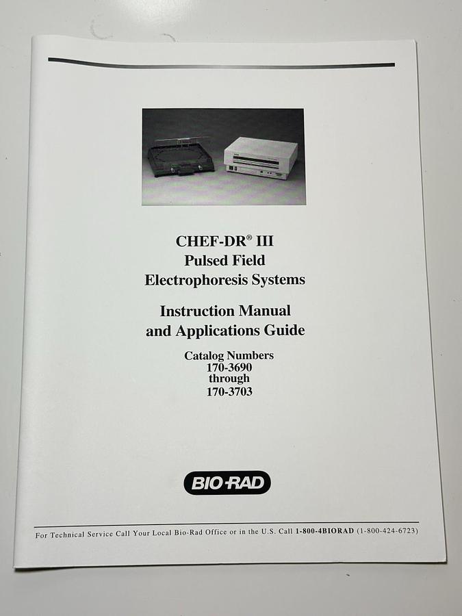 Bio-Rad CHEF-DR III Pulsed Field Electrophoresis Systems - Manual / Guide
