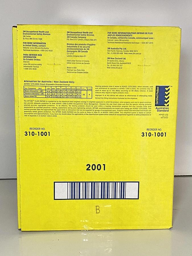 Used NEW Case (2000 Pairs) 3M Classic E-A-R 310-1001 Uncorded Disposable Earplugs