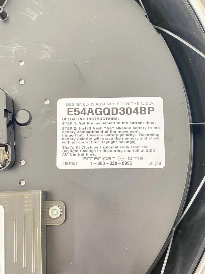 Used American Time 13.5" Clock E54AGQD304BP Round Surface Silver