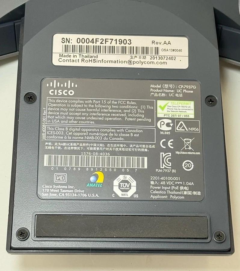 Used Cisco IP Unified Conference Station Phone CP-7937G 7937