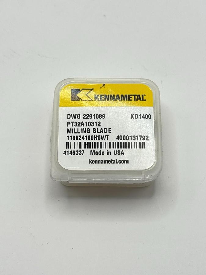Used Kennametal PT32A10312 KD1400 Milling Blade Insert – NEW – OEM Carbide (4146337)