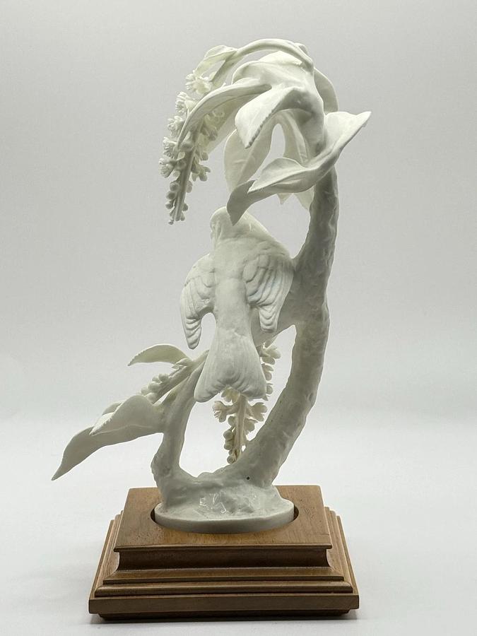 Used Royal Worcester Fine Bone China Lazuli Bunting Passerina Amoena w/ Choke Cherry