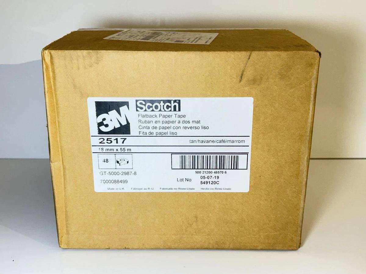 Used NEW 3M™ Scotch 2517 Flatback Paper Tape (48 Per/Case) Color: tan, 18mm x 55m