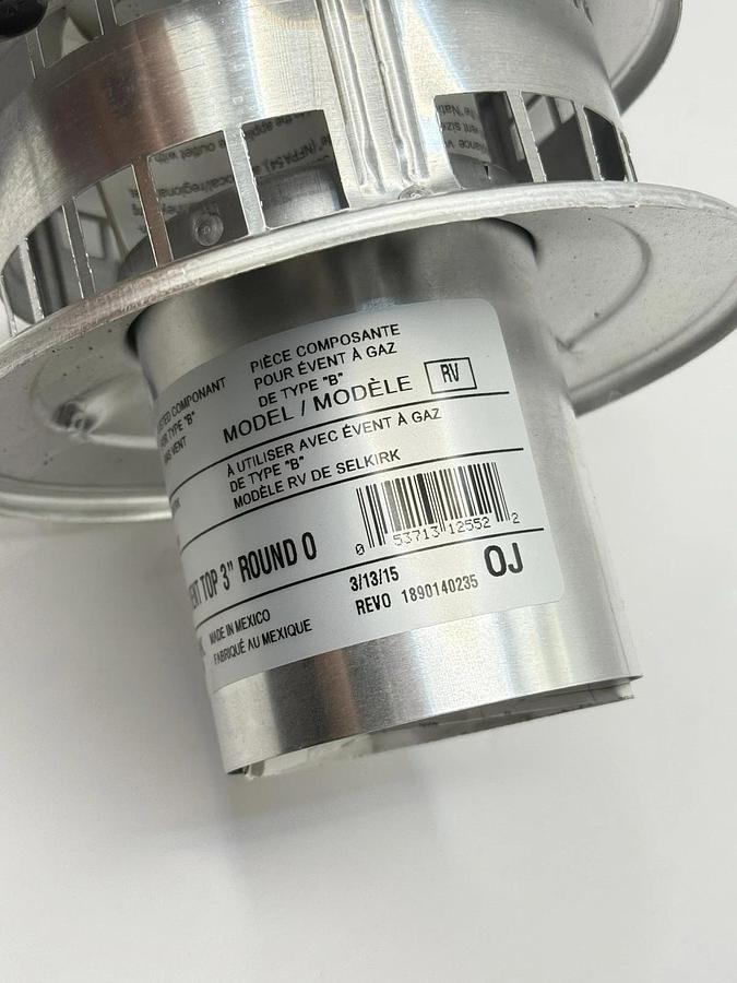 Used NEW, open box. SELKIRK RV 3” x 6” x 3-1/4” Gas Vent Cap