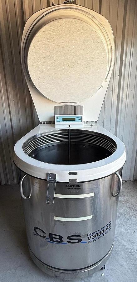 Used CBS Custom BioGenic Systems Isothermal V3000-AB Cryogenic Freezer Storage Tank