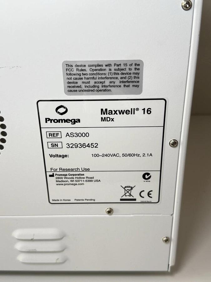 Used Promega Maxwell 16 MDx AS3000 Magnetic Particle Processor