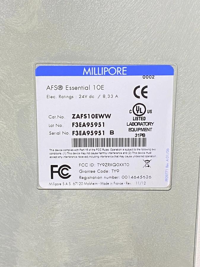 Used Millipore Milli-Q AFS Essential 10E Water Purification System – Clean