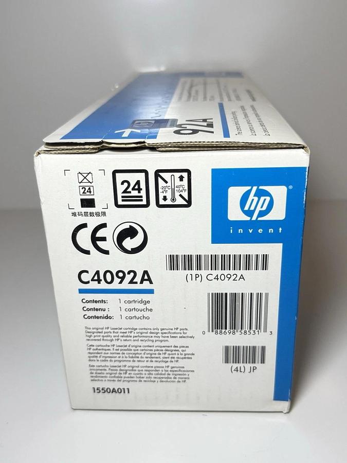 Used New HP 92A LaserJet Toner Cartridge- Black (C4092A) 845925042878