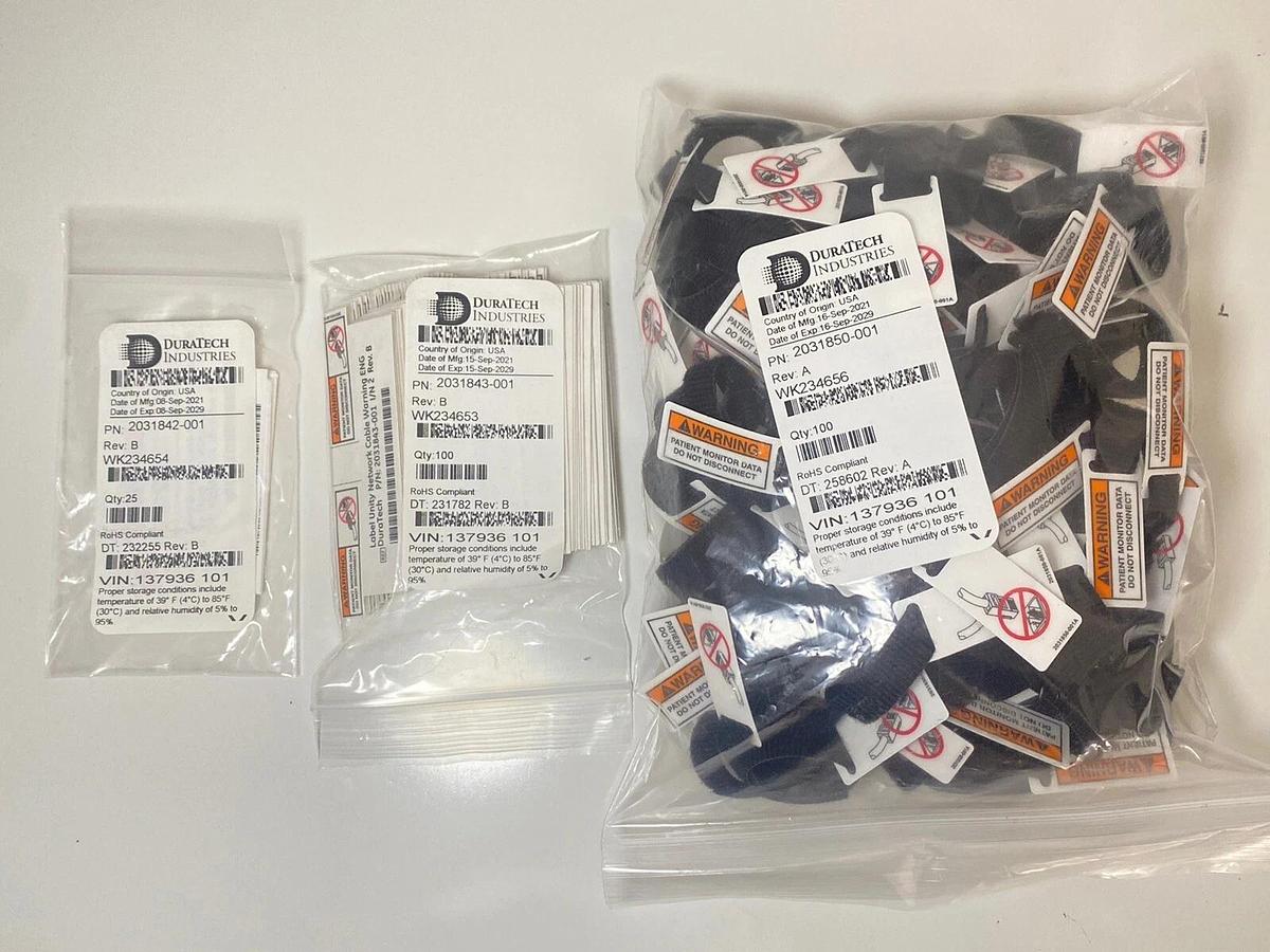 Used Duratech Industries Sticker Label Warning PN: 2031850-001, 2031843-001, 2031842