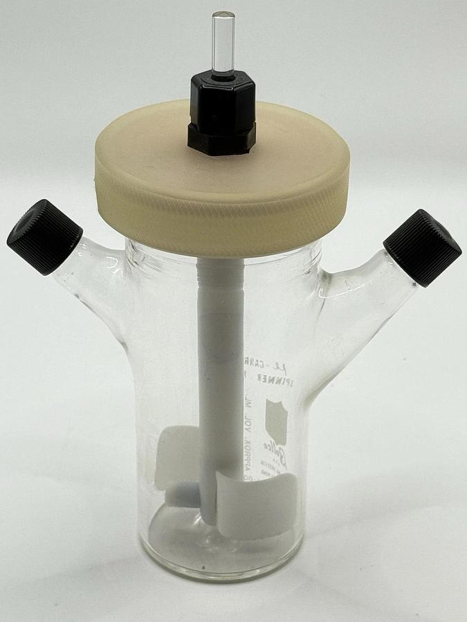 Used Bellco 100mL 3-Neck Pyrex Glass Spinner Flask with a magnetic spinner 1965-00100