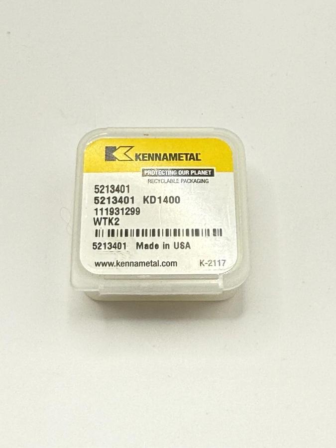 Used New 1pcs KENNAMETAL 111931299 WTK2 Carbide Insert 5213401 KD1400