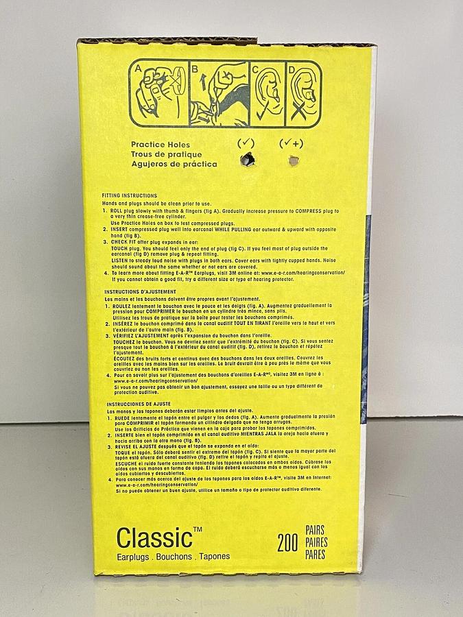 Used NEW Case (2000 Pairs) 3M Classic E-A-R 310-1001 Uncorded Disposable Earplugs