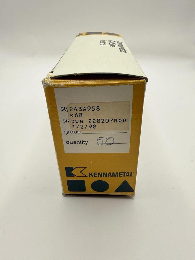 Used Kennametal Kendex Indexable Carbide Inserts DWG 228207R00 (243A958 K68)