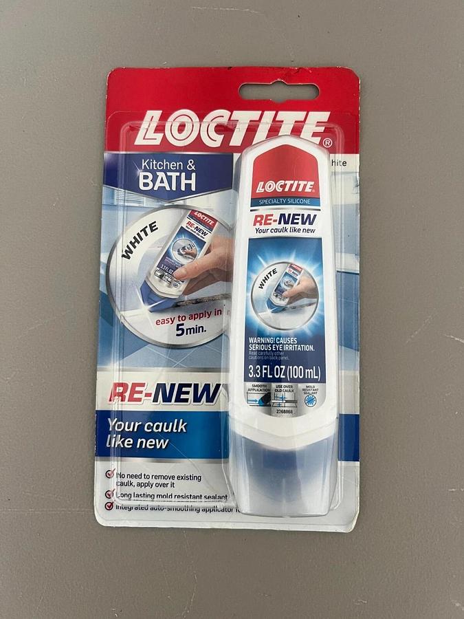 Used Loctite White Re-New Sealant for Kitchen and Bath, 3.3 Fl. Oz.