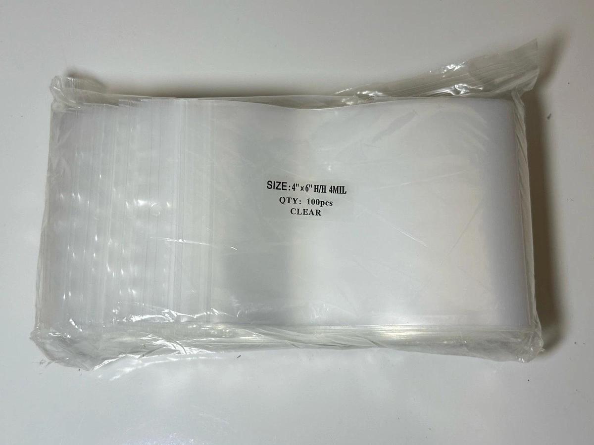 Used 100pcs 4" x 6" H/H Heavy Duty 4Mil Clear Plastic Baggies Bags