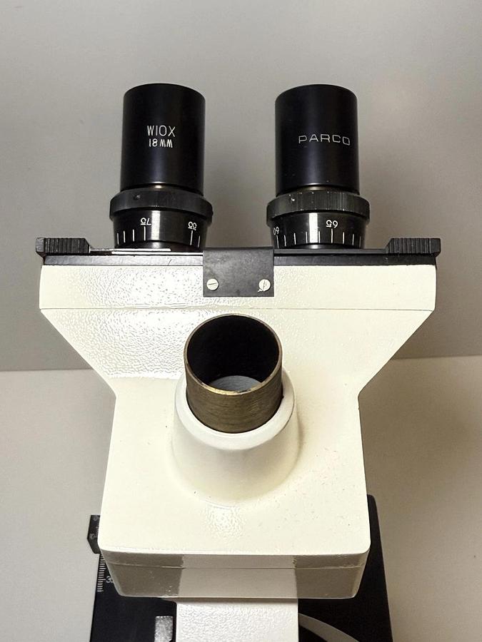 Used Parco Binocular Compound Microscope, W10x 18mm Eyepieces + 4 Objectives ARCHO