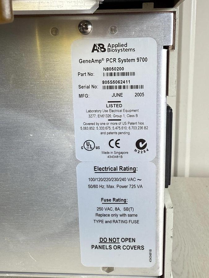 Used Applied Biosystems GeneAmp PCR 9700 System Thermal Cycler Dual 384 Well N8050200