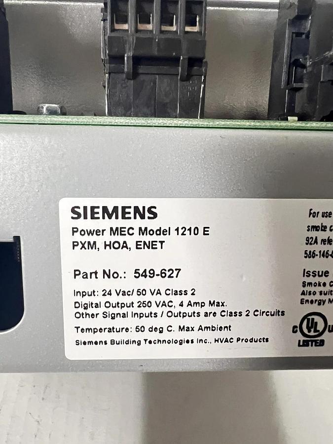 Used Siemens APOGEE Automation Model 1210 E Power MEC 549-627