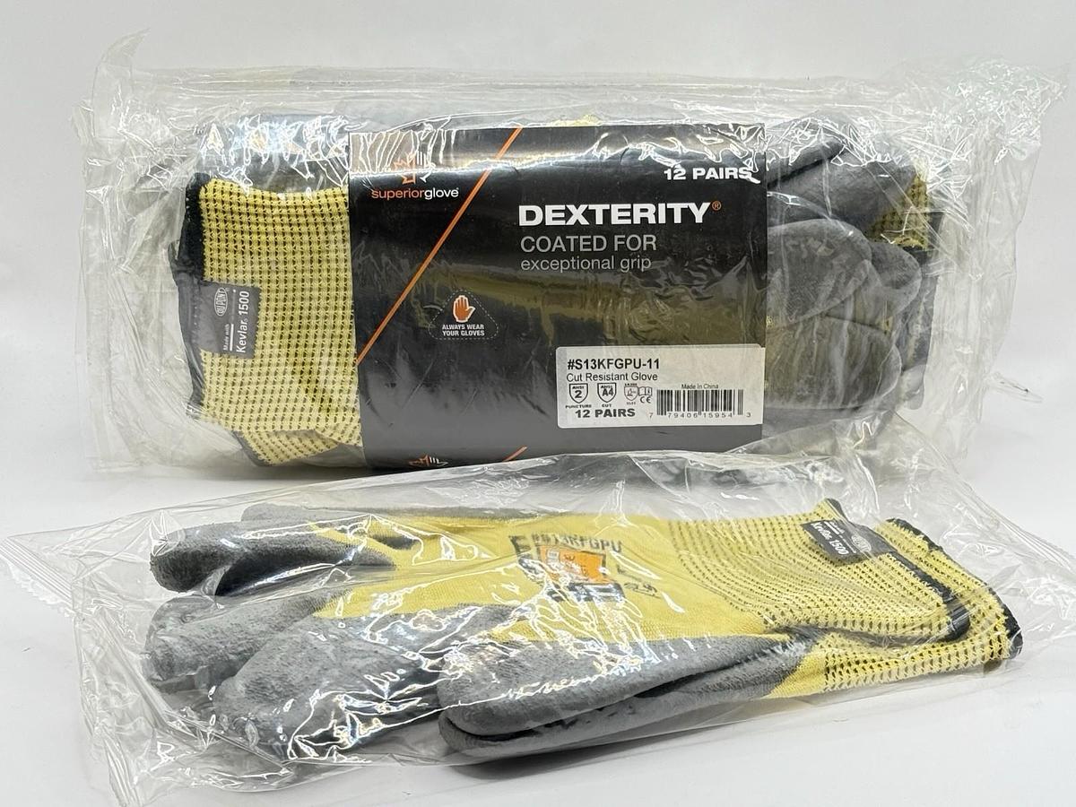 Used NEW 12 Pairs - Superior Glove - Dexterity Coated Cut Resistant Glove S13KFGPU-11