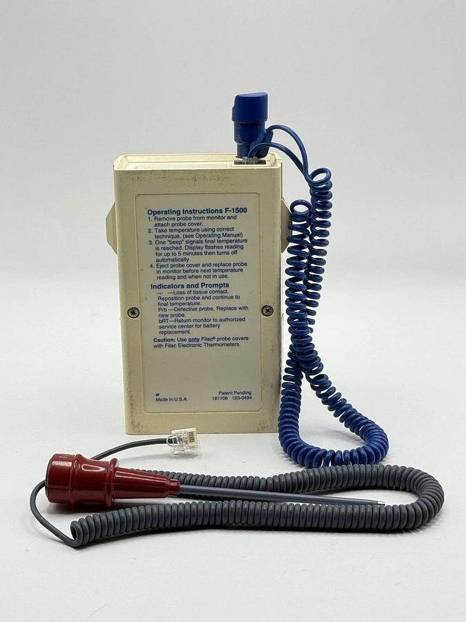 Used Sherwood Medical F-1500 Digital Thermometer with 2x Filac Tempetature Probes