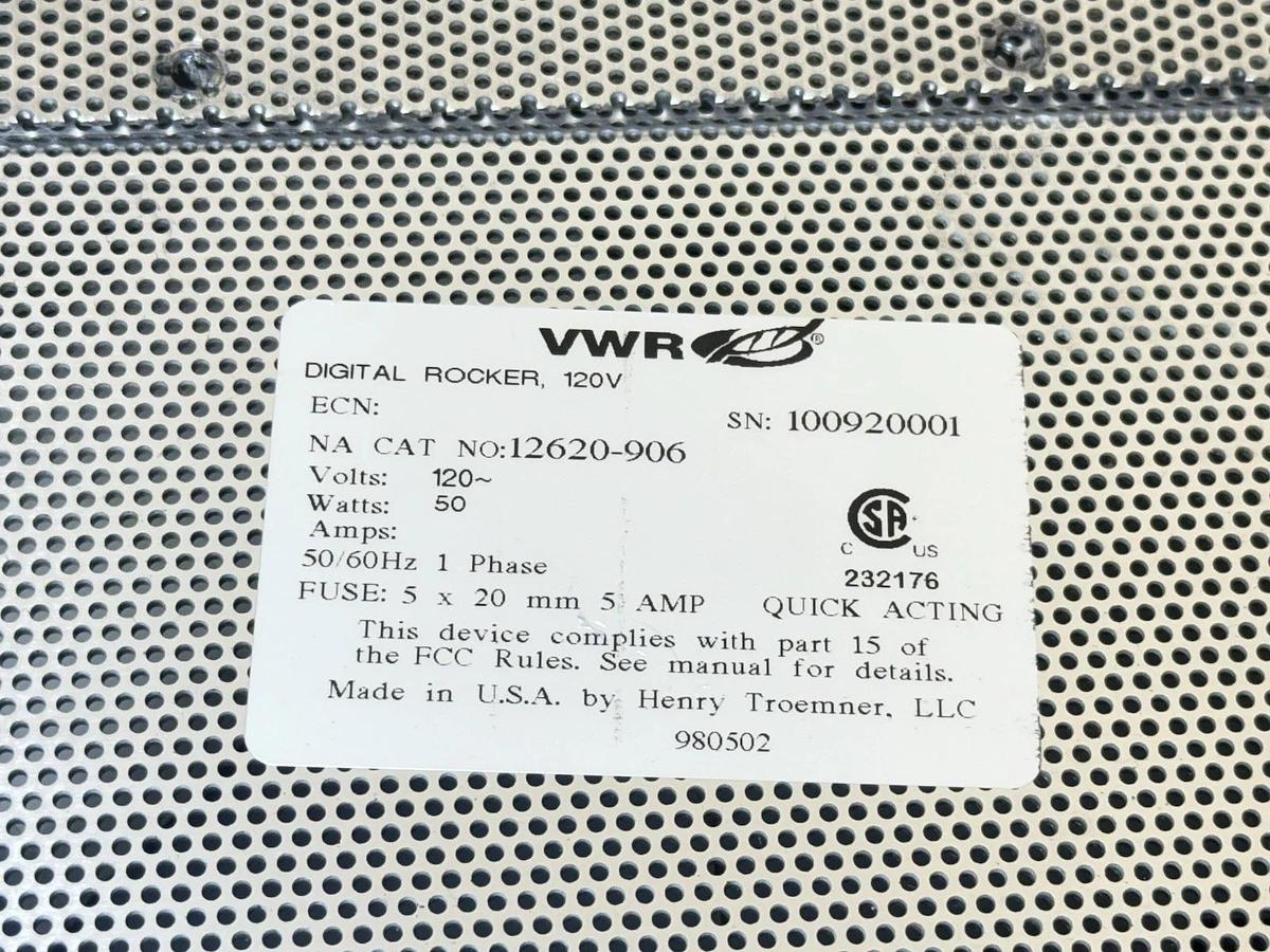 Used VWR Digital Rocker Platform Variable Speed Lab Shaker 12620-906