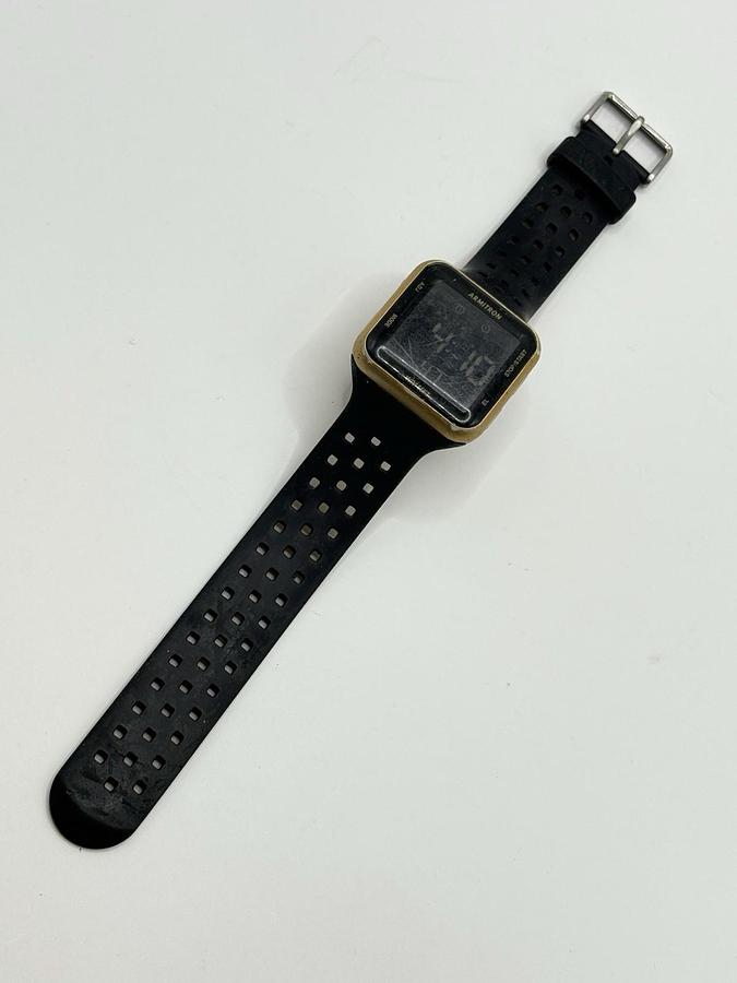 Used Armitron Pro Sport Unisex ZM1212 Gold Black Silicone 38mm Quartz Digital Watch