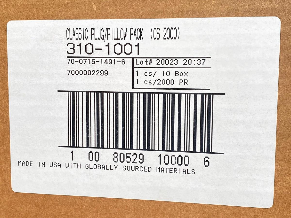Used NEW Case (2000 Pairs) 3M Classic E-A-R 310-1001 Uncorded Disposable Earplugs