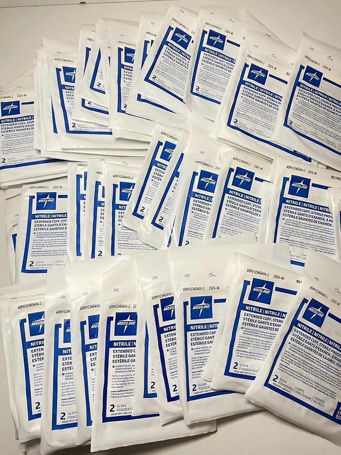 Used Lot 48 Pairs - Medline MDS198417 Nitrile Sterile Exam Blue Gloves , Size XL
