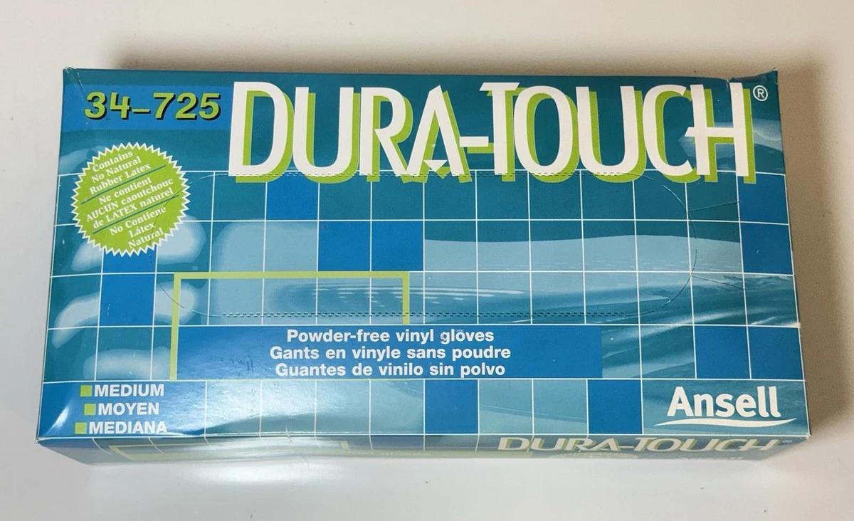 Used NEW 10 boxes - Ansell 34-725 Dura-touch Disposable Clear Vinyl Gloves, M Medium